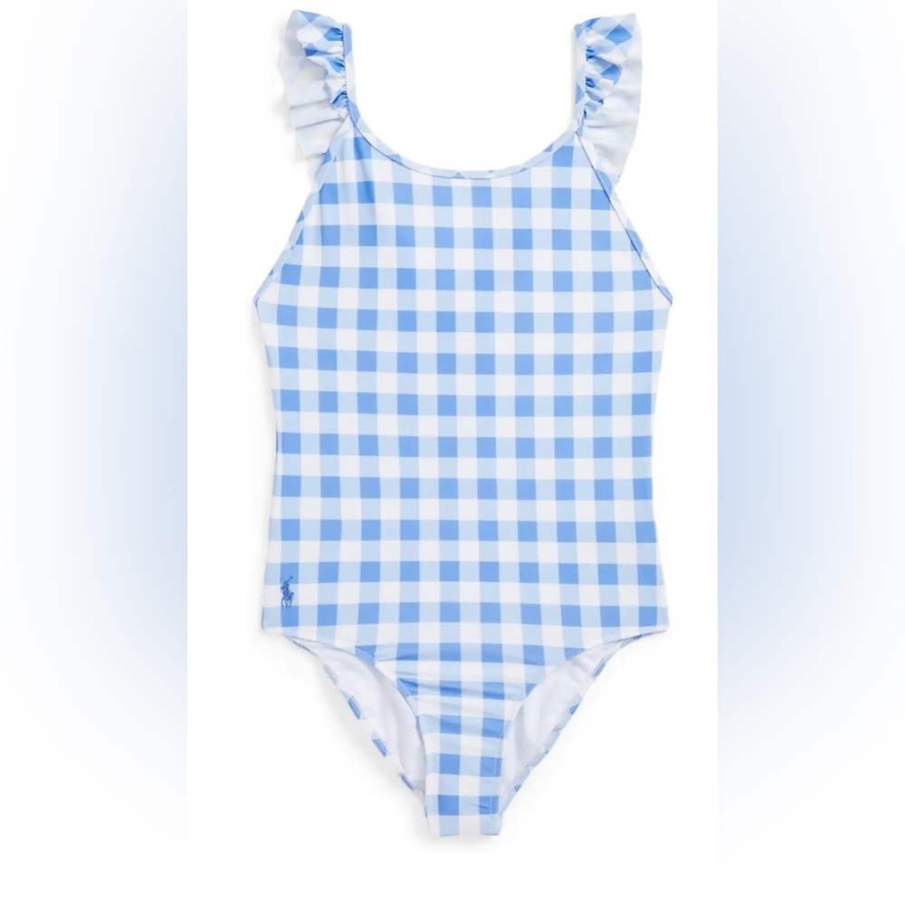 NWT POLO RALPH LAUREN Girl's One-Piece Swimsuit Harbor Island  Blue/White